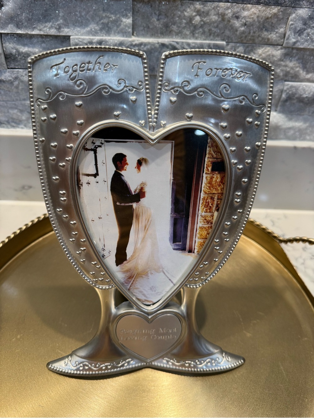 Things Remembered Silver Heart-Shaped 'Together Forever' Frame Vintage